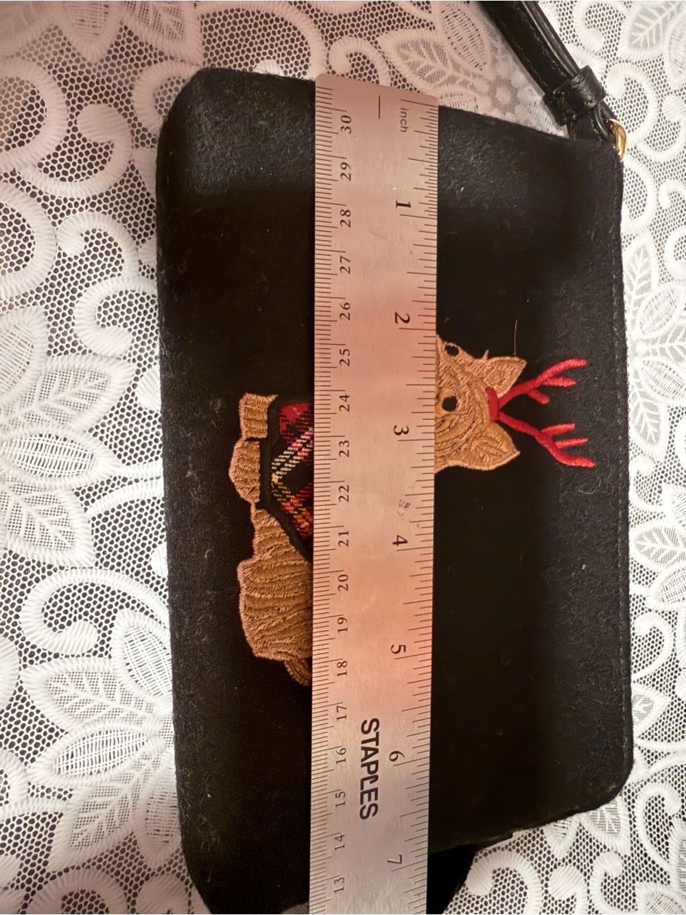 Talbots Black Holiday "Dog Reindeer" Wristlet or Bag. New without tags - Picture 8 of 9